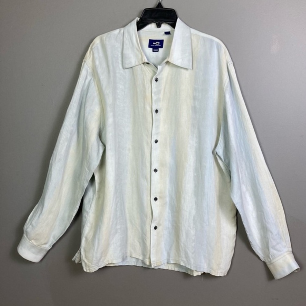 Wilke-Rodriguez shirt men's XL linen button down long‎ sleeve denim ombre Y2K